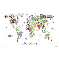 Plakát, Obraz - Animal map of the World, 91.5x61 cm