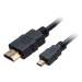 Akasa kabel HDMI/micro HDMI 4K@60Hz, pozlacené konektory, 1.5m, černá