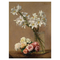 Reprodukce obrazu Henri Fantin-Latour - Roses and Lilies, 45 x 60 cm