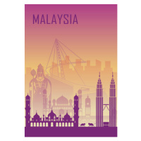 Ilustrace Travel background with landmarks of Malaysia, Alisovna, 26.7 × 40 cm