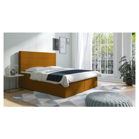 Eka Kontinentální čalouněná postel Malibu - Riviera (90x200 cm) Barva látky Riviera: Hořčicová (