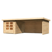 Dřevěný domek KARIBU BASTRUP 4 + přístavek 400 cm včetně zadní a boční stěny (9307) natur LG3016