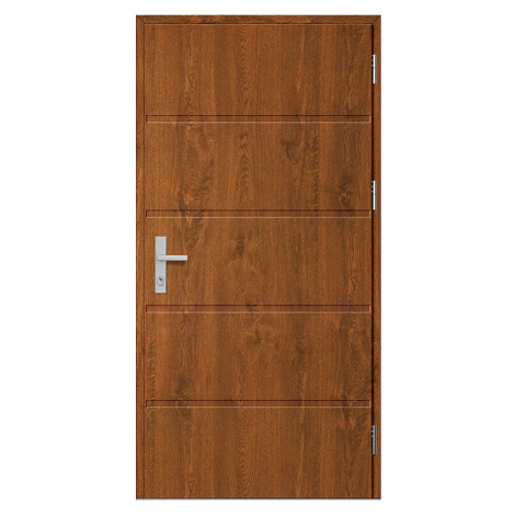 Ocelové vchodové dveře LUTTER 1 - Ořech (kresba dřeva), 80 / 207,5 cm, P ERKADO