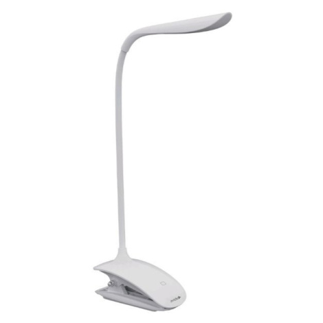 Nabíjecí stmívatelná LED stolní lampička s klipem, 1,5W 120lm studené světlo, bílá