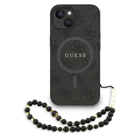 Guess PU Leather 4G Colored Ring Strap MagSafe Zadní Kryt pro iPhone 14 Black