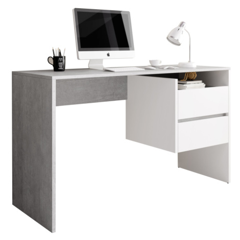 PC stůl se zásuvkami TULIO Bílá / beton,PC stůl se zásuvkami TULIO Bílá / beton Tempo Kondela
