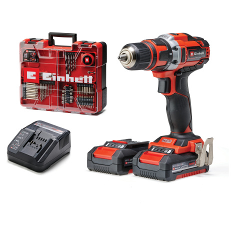EINHELL Vrtačka AKU TE-CD 18/40 Li + 69 ks příslušenství, 4513934 (2x2 Ah)
