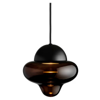 DESIGN BY US Závěsné svítidlo LED Nutty, hnědá / černá, Ø 18,5 cm, sklo