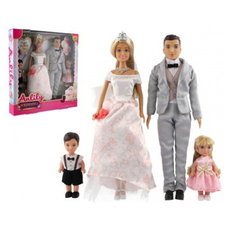 Panenka nevěsta a ženich Anlily plast 28cm s rodinou v krabici 30x32x5cm Teddies
