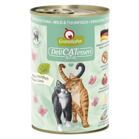 GranataPet pro kočky – Delicatessen zvěřina a tuňák v konzervě 6× 400 g