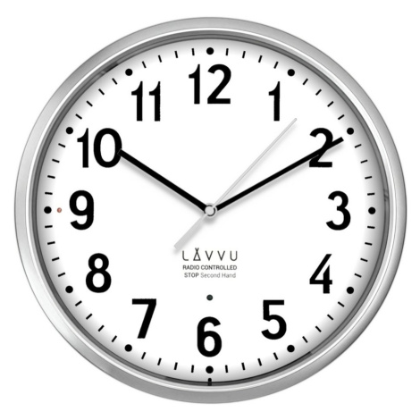 LAVVU Stříbrné hodiny Accurate Metallic Silver řízené rádiovým signálem
