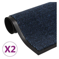 Protiprachové obdélníkové rohožky 2 ks všívané 60 x 90 cm modré