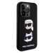 Zadní kryt Karl Lagerfeld Liquid Silicone Karl and Choupette Heads pro Apple iPhone 15 Pro, čern