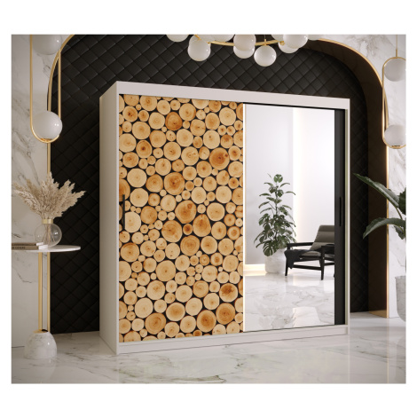 Šatní skříň Abi Sosna 2 Barva korpusu: Bílá, Rozměry: 180 cm, Dveře: Sosna + zrcadlo