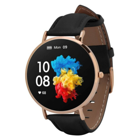 Garett Smartwatch Verona zlatá, černá kůže