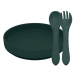 PETITE&MARS Set jídelní silikonový TAKE&MATCH 2 ks talíř + příbor Misty Green 6m+