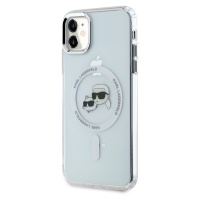 Zadní kryt Karl Lagerfeld IML K&CH Heads Metal Frame MagSafe pro Apple iPhone 11, transparentní