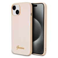 Pouzdro Guess PU Leather Iridescent Metal Script zadní kryt Apple iPhone 15 Gold