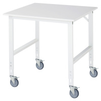 RAU Pojízdný pracovní stůl, podstavec 60 x 30 mm, š x h desky 1000 x 1000 mm, melaminová deska