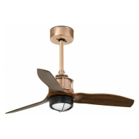 FARO JUST FAN XS LED, měď/dřevo, stropní ventilátor 81cm
