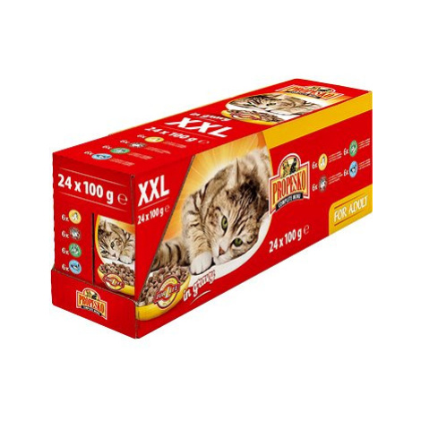 Propesko kapsičky pro kočky s kuřecím, hovězím, králičím a lososem v omáčce 24 × 100 g