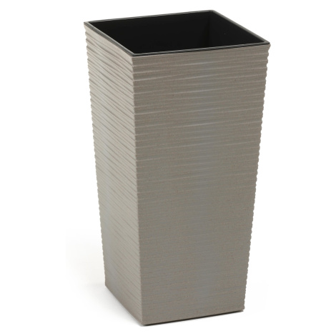 LAMELA Květináč FINEZIA ECO DLUTO - vroubek, 25 x 25 cm, výška 46.5 cm, šedý LAMELA PLASTICS
