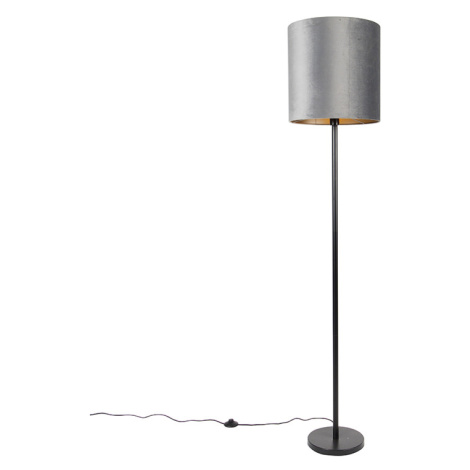 Moderní stojací lampa černá odstín šedá 40 cm - Simplo QAZQA