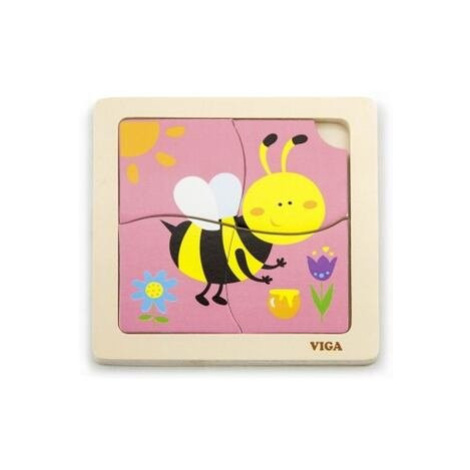 Viga dřevěné puzzle 4 dílky včela