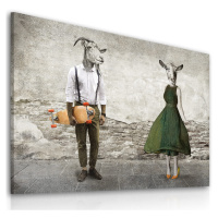 Obraz na plátně MR. AND MRS. GOAT - A různé rozměry Ludesign ludesign obrazy: 100x70 cm