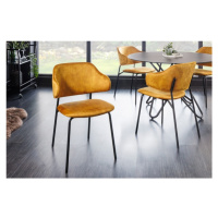 Estila Designová jídelní židle Mildred s hořčivě žlutým sametovým čalouněním as černýma nohama 8