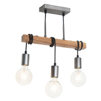 Průmyslová závěsná lampa dřevo s ocelí 3 -light - Gallow