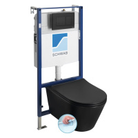 Sapho Závěsné WC AVVA Rimless s podomítkovou nádržkou a tlačítkem Schwab, černá mat - SET(T02-21