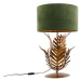 Vintage stolní lampa zlatá s velurovým odstínem zelené 35 cm - Botanica