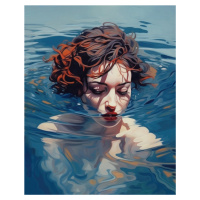 Obrazy na stěnu - Ponořená žena ve vodě Rozměr: 40x50 cm, Rámování: vypnuté plátno na rám