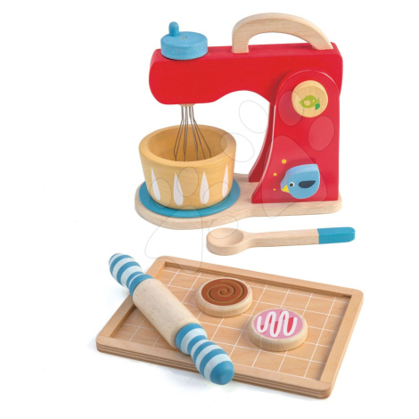 Dřevěný mixér se zvuky Baker's Mixing Tender Leaf Toys 7dílná sada s kuchyňským nádobím a koláči