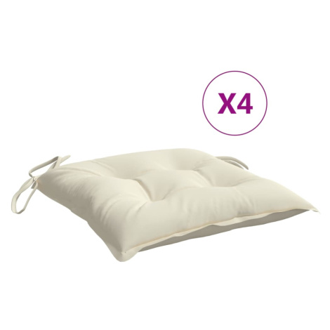 vidaXL Podušky na židli 4 ks krémově bílé 40 x 40 x 7 cm látka oxford