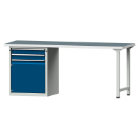 ANKE Dílenský stůl s rámovou konstrukcí, 2 zásuvky, 1 dveře, univerzální deska, šířka 2000 mm