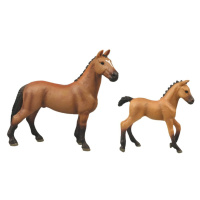 RAPPA Sada koně 2 ks s ohradou hnědý s bílou skvrnou