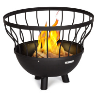 Blumfeldt Nantai 3 v 1, ohniště s grilem, Ø 66 cm, grilovací rošt Ø 50 cm, stůl, ocel, bambusová