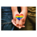 Fotografie Rainbow heart drawing on hands, LGBTQ, With love of photography, 40 × 26.7 cm