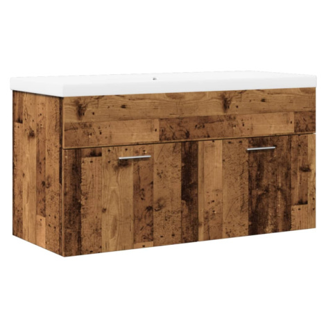 vidaXL Koupelnová skříňka se zápustným umyvadlem old wood
