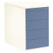 mauser Zásuvkový kontejner, v x h 720 x 800 mm, 4 zásuvky, čistá bílá / holubí modrá / čistá bíl