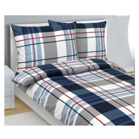 Bellatex Bavlněné povlečení Kostka modrá, šedá