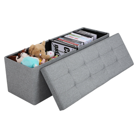 SONGMICS Úložný sedací box čalouněný skládací 110x38 cm šedý