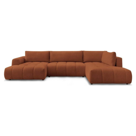 Rozkládací/s úložným prostorem rohová pohovka v cihlové barvě (pravý roh/do "U") Fuji – Bobochic Bobochic Paris