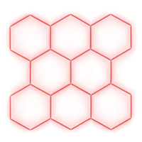 Escape6 Kompletní LED hexagonové svítidlo červené, rozměr 8 elementů 252 × 238 cm