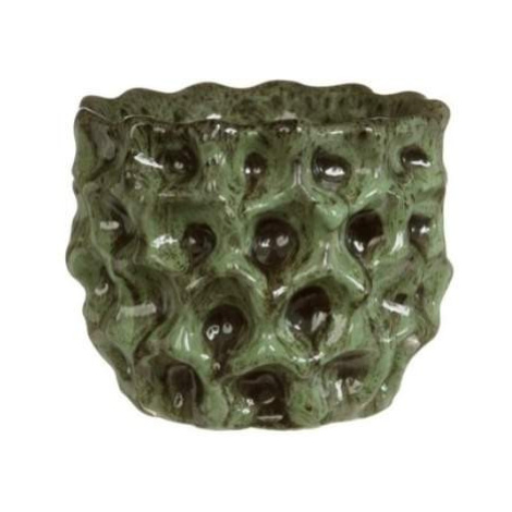 Obal kulatý DENTED keramika glazovaný zelená 13cm