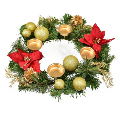 Adventní věnec zdobený Poinsetie, 33 cm