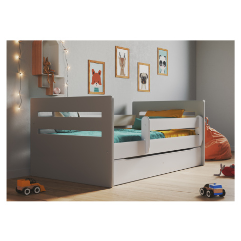 Dětská postel s úložným prostorem Tomáš 180x80 cm, šedá/bílá COT