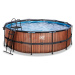 Bazén s krytem a pískovou filtrací Wood pool Exit Toys kruhový ocelová konstrukce 427*122 cm hně